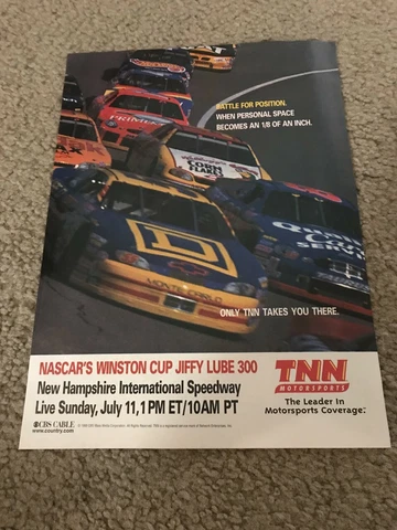 Vintage 1999 NASCAR WINSTON CUP JIFFY LUBE 300 ON TNN Poster Print Ad Cover