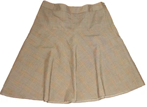 Mossimo Skirt ~ Womens sz 2 ~ Plaid Flare ~ Brown w/Orange Stripe ~ Side Zipper - Picture 1 of 10