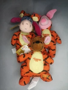 Disney Store Piglet, Roo & Eeyore Dressed As Tigger plush 2000 Vintage Bundle - Picture 1 of 11