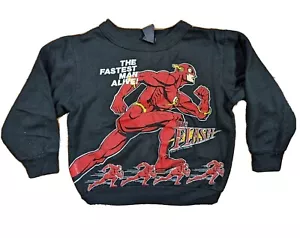 Vtg 1990 The Flash TV Show Black Sweatshirt Youth Small Fastest Man Alive - Picture 1 of 8