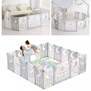 18 Paneele Baby Laufstall Faltbar Laufgitter mit Spielzeug Board 190x190x60CM - Bild 1 von 12