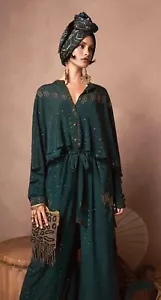 CAMILLA Luxe Emerald Embellished Draped Button Front Blouse RRP $999 - Picture 1 of 8