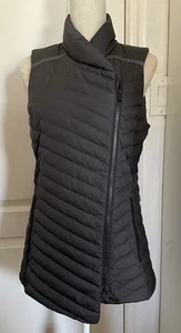 ATHLETA Vest Downabout Asymmetrical Zip Goose Down Puffer Women’s Sz S Black - Picture 1 of 13