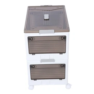 2 Layers Medium Size Collapsible Storage Bins With Wheel Organization Foldin NEW - Picture 1 of 22