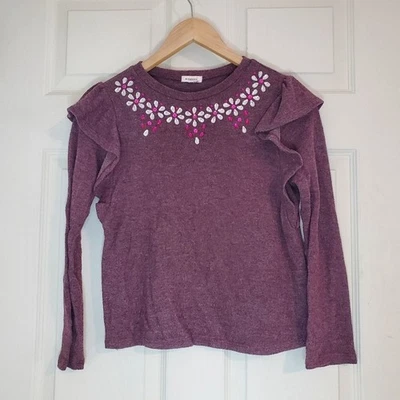 Monteau большой девочек ворота бордовый шерстяной свитер с оборками на рукаве - Изображение 1 из 4