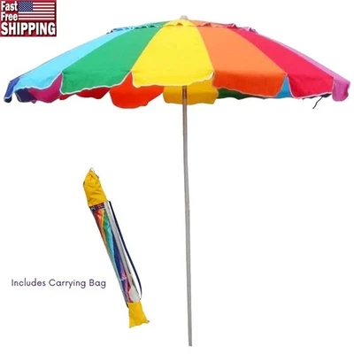 Sombrilla de playa portátil de 8 pies protección UV a prueba de viento resistente inclinación ajustable Foto 1 de 4