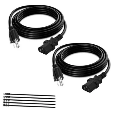  3-poliges Ersatz-Netzkabel 2 Fuß/2er-Pack, hitzebeständiger 2 Fuß - 2 Stück gerader Stecker - Bild 1 von 4