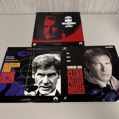 LOT of 3 Tom Clancy Laserdisc Red October & Patriot Games Clear & Present Danger - Image 1 of 4