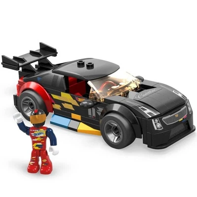Juego de coche de carreras de juguete de construcción MEGA Hot Wheels, 16 Cadillac ATS-V con 90... Foto 1 de 4