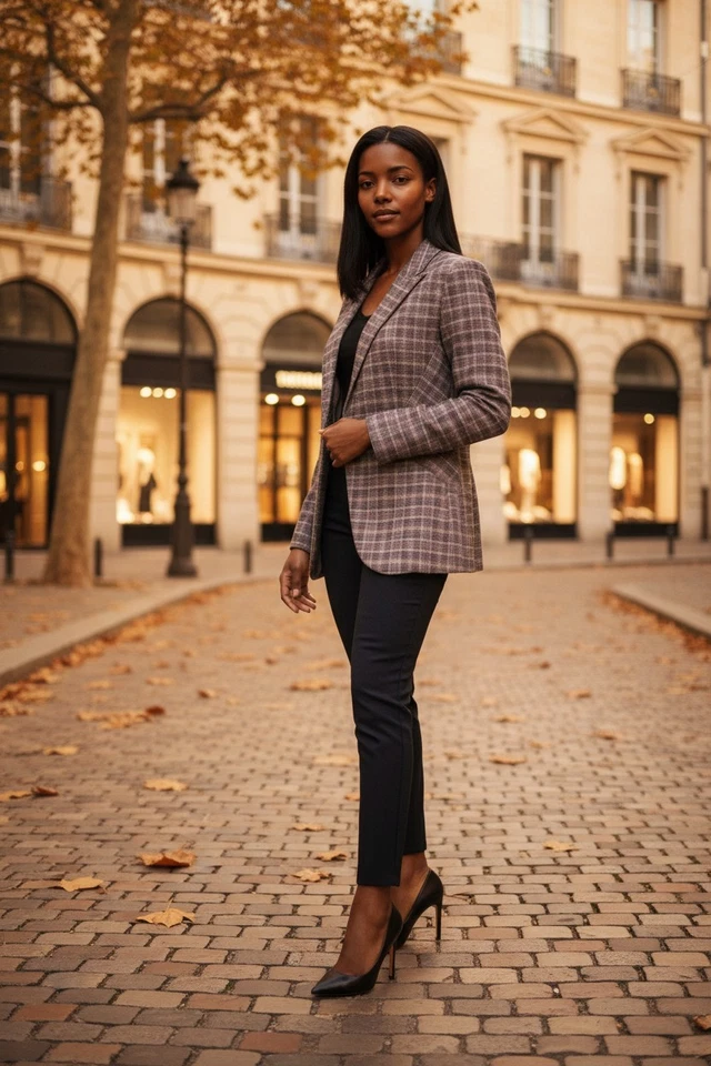 Blazer a cuadros forrado a máquina A152 nuevo con etiquetas Casa Blanca Mercado Negro talla 12P Foto 1 de 4