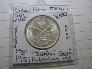 1951 Florin Silver GEM Uncirculated Coin Superb OBV & REV surfaces #51.G1 - Bild 1 von 15
