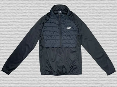 New Balance Quarter Zip Pullover Jacket Men SM Black Windbreaker Pockets Quilted - Image 1 of 4