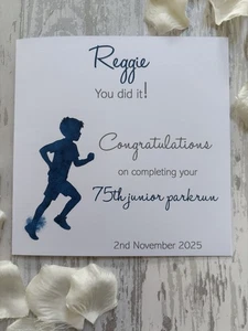 Personalised BOY JUNIOR Parkrun Congratulations Card Male Boy Runner - Picture 1 of 3