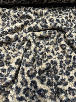 JKL Teddy Stoff Locke -Animal Print Leo- Jacken/Mabtelstoff ab 50cm
