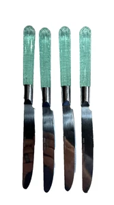 4 cuchillos de cena de colección Lucite cubiertos con mango acuático transparente de acero inoxidable Taiwán MCM GUC - Imagen 1 de 6