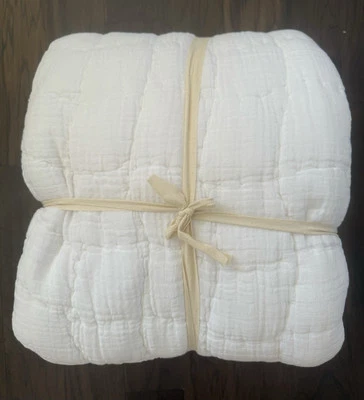 Edredón Nube Pottery Barn Artesanal Lino/Algodón Queen Blanco ¡Nuevo! Foto 1 de 3