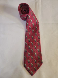 Vintage Hermes Circus Elephants & Mice Dark Red Necktie 100% Silk Luxury Tie - Picture 1 of 9