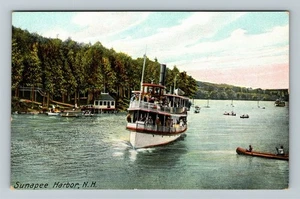 Sunapee Harbor NH-New Hampshire Boote, Passagierboot Vintage Souvenir Postkarte - Bild 1 von 2