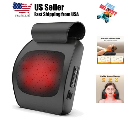 Massageador de costas e pescoço com calor, tecido profundo shiatsu, travesseiro de massagem elétrico... - Imagem 1 de 4