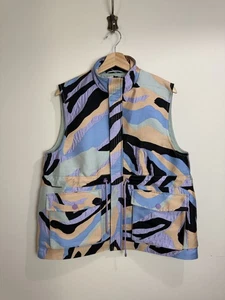 Stine Goya Abstract Colourful Gilet Waistcoat Jacket Size 14 Pockets Utility - Picture 1 of 12