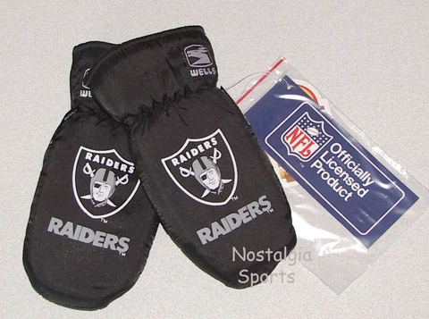 CHILD'S Vintage 90s Oakland LA RAIDERS GLOVES Mittens WELLS LAMONT Youth NWT NOS Cover