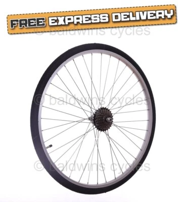 700c REAR Hybrid Bike / Cycle Wheel + 7 Speed Shimano Freewheel + TYRE & TUBE - Image 1 of 4