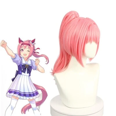Uma Musume: Pretty Derby Haru Urara Cosplay Wig Pink Ponytail Hair Hairpieces - Image 1 of 4