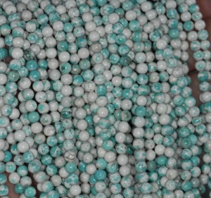 4MM TURQUOISE HOWLITE GEMSTONE ROUND LOOSE BEADS 16" - Picture 1 of 4
