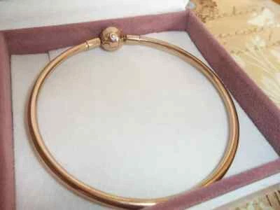 Genuine Authentic Pandora Rose Gold Plated Moments Solid Bangle 587132 21cm - Image 1 of 2