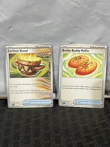 Pokemon Lot 2 Earthen Vessel 163 Buddy Buddy Poffin 144 Sv Temporal Paradox - Picture 1 of 5