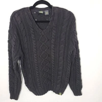 Aigle Men's Size Large L Sweater Black Cable Knit - Image 1 of 4