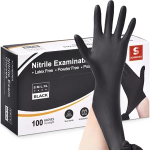 Nitrile Exam Gloves, Black, Medium, 100-Ct Box, 4-Mil, Latex-Free, Powder-Free, - Picture 1 of 12