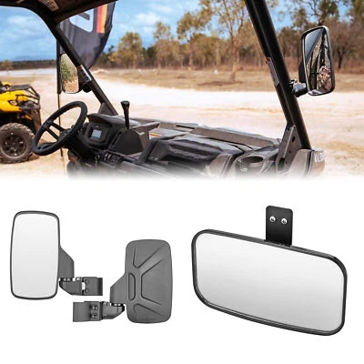 UTV Side Mirrors & Center Mirror For Polaris Ranger 1000/XP 1000 Crew 2017-2025 - Imagem 1 de 4