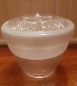 Vtg MCM Glass Shade White & Clear Ceiling Kitchen School house, nice! - Picture 1 of 5