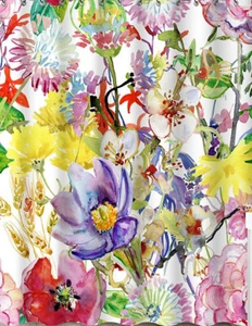Serona Floral Shower Curtain, Colorful Watercolor Purple Red Green 70 x 72" - Picture 1 of 2