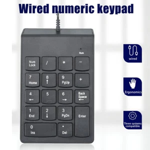 USB Slim Mini Wired Numeric Keypad Number Digital Keyboard 18 Keys - Picture 1 of 9