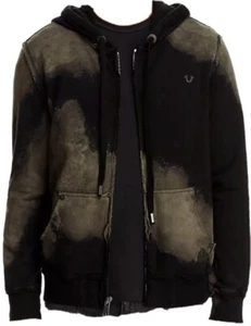 NWT BLACK TRUE RELIGION RAW EDGE ZIP HOODIE SIZE M RSP: 169$ - Picture 1 of 6