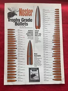 Vintage 1982 Nosler Trophy Grade Bullets Print Ad Partition/Boat Tail Bullets Ad - Picture 1 of 7