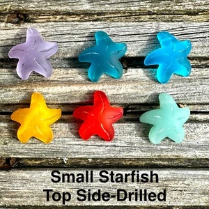 2 Pieces Cultured Sea Glass Starfish Pendant, Top Drilled 20mm - Colour Options - Picture 1 of 10