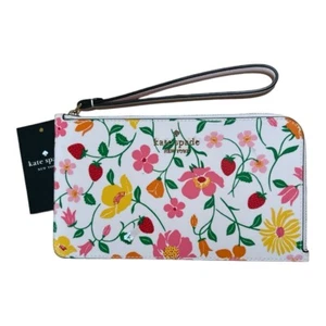 Kate Spade Strawberry Garden Floral Medium L-zip Lucy Phone Wristlet, NWT - Picture 1 of 4
