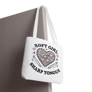 Soft Girl Sharp Tongue Tote Bag | Cute & Edgy Canvas Bag, Feminine Aesthetic, Re - Bild 1 von 6