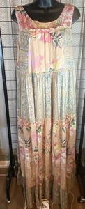 Davi & Dani Kleid Damen Large Pfirsich Grün Blumen Ärmellos Maxi Gefüttert Boho - Bild 1 von 5