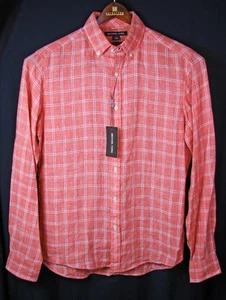 Camisa Michael Kors de Lino para Hombres S Calce Ajustado Lavable Manga Larga Coral Marino $128 NUEVA - Imagen 1 de 4