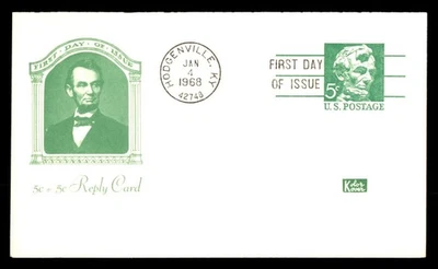 Mayfairstamps US FDC 1968 Kentucky Abraham Lincoln 5 cents Kolor Kover First Day - Image 1 of 2