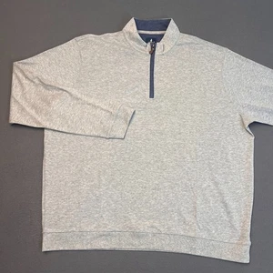 johnnie-O Mens Sz 2XL Sully 1/4 Zip Pullover Light Gray Blue Wrinkle Resistant - Picture 1 of 9