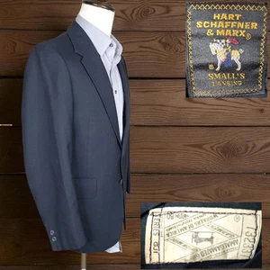 Hart Schaffner Marx Suit Jacket Blazer Mens 40R Navy Vintage 1970s - Picture 1 of 9