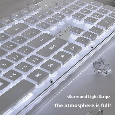 EWEADN GX710S Wired Office Keyboard Silent 104 Keys Metal Panel USB Backlit - Image 1 of 4