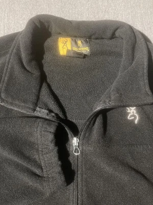 Browning Fleece Jacket Mens Large Black Full Zip Deer Logo Outdoor Hunting - Image 1 of 4