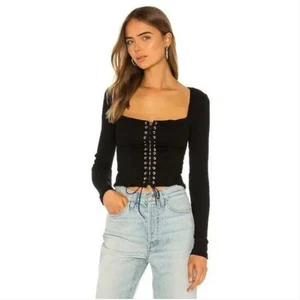 I AM GIA Revolve Black Portia Bustier Lace Up Corset Whimsigoth Top Size Small - Picture 1 of 9