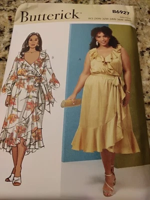 NEW Butterick Womens Pullover Faux Wrap Dress Sewing Pattern Plus Sizes 20W-28W - Image 1 of 2